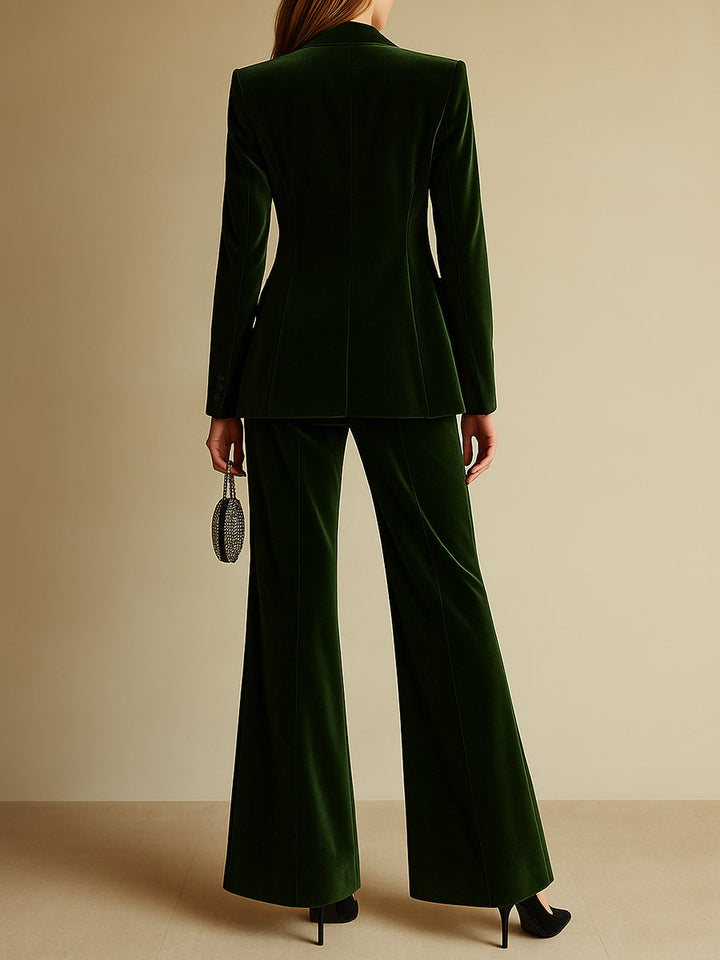 Velvet blazer co-ord set women's power suit – side view