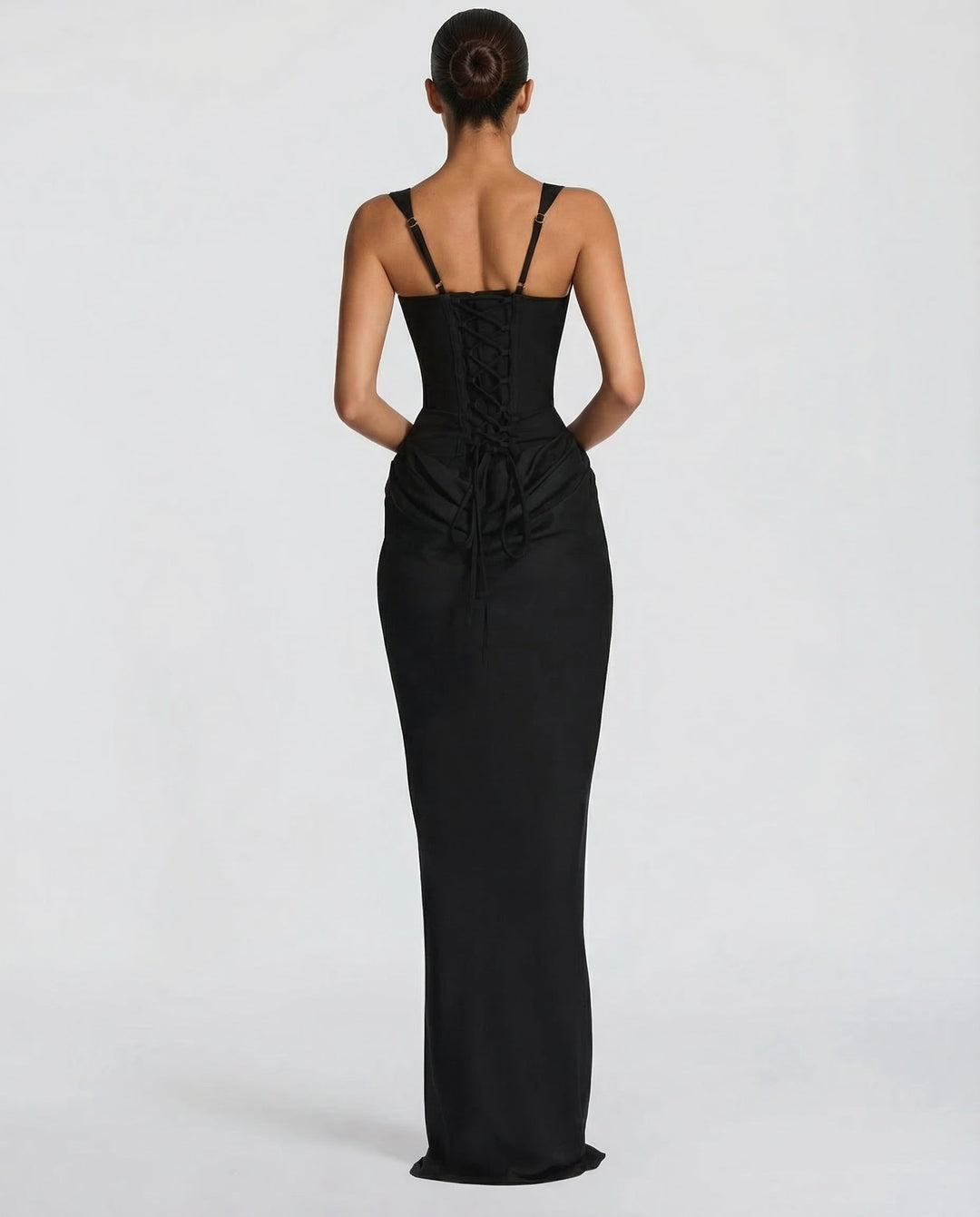 ARIA | Hourglass Maxi — women's maxi dress, three-quarter angle