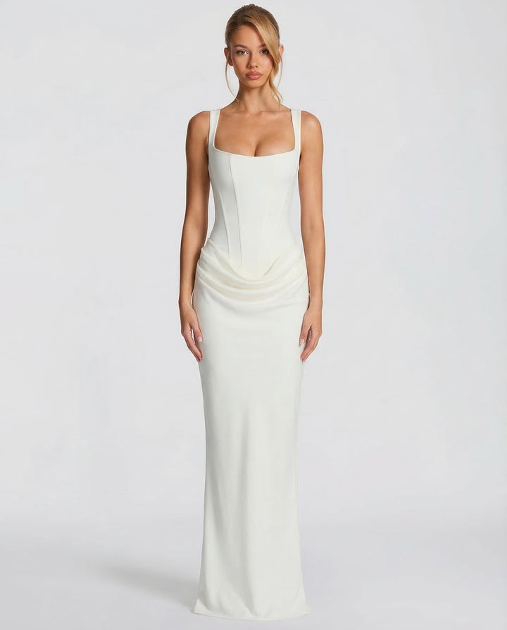 ARIA Hourglass Maxi Dress - women's maxi dress, movement shot