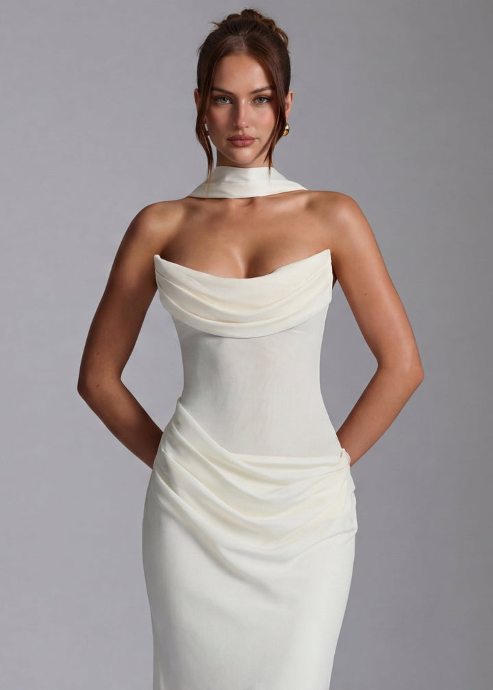ARIA Muse Maxi Dress - women's maxi dress, neckline detail