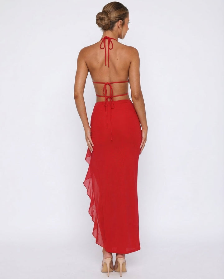 Cherry Crush Maxi Dress - women's maxi dress, side view