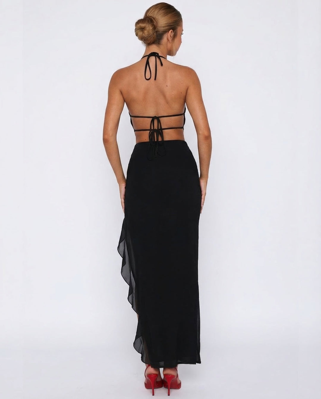 Cherry Crush Maxi Dress - women's maxi dress, fabric detail