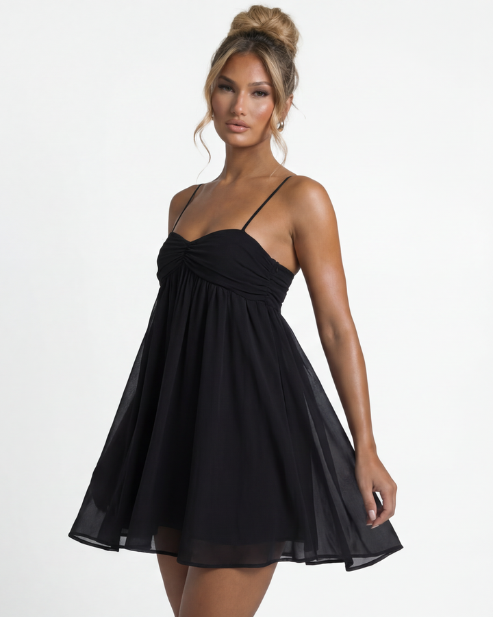 Angel Muse Mini Dress - women's mini dress, neckline detail