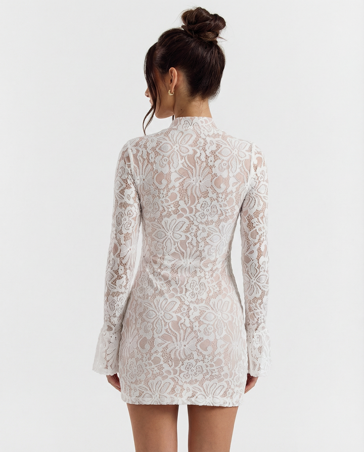 Midnight Muse Lace Mini Dress - women's mini dress, fabric detail