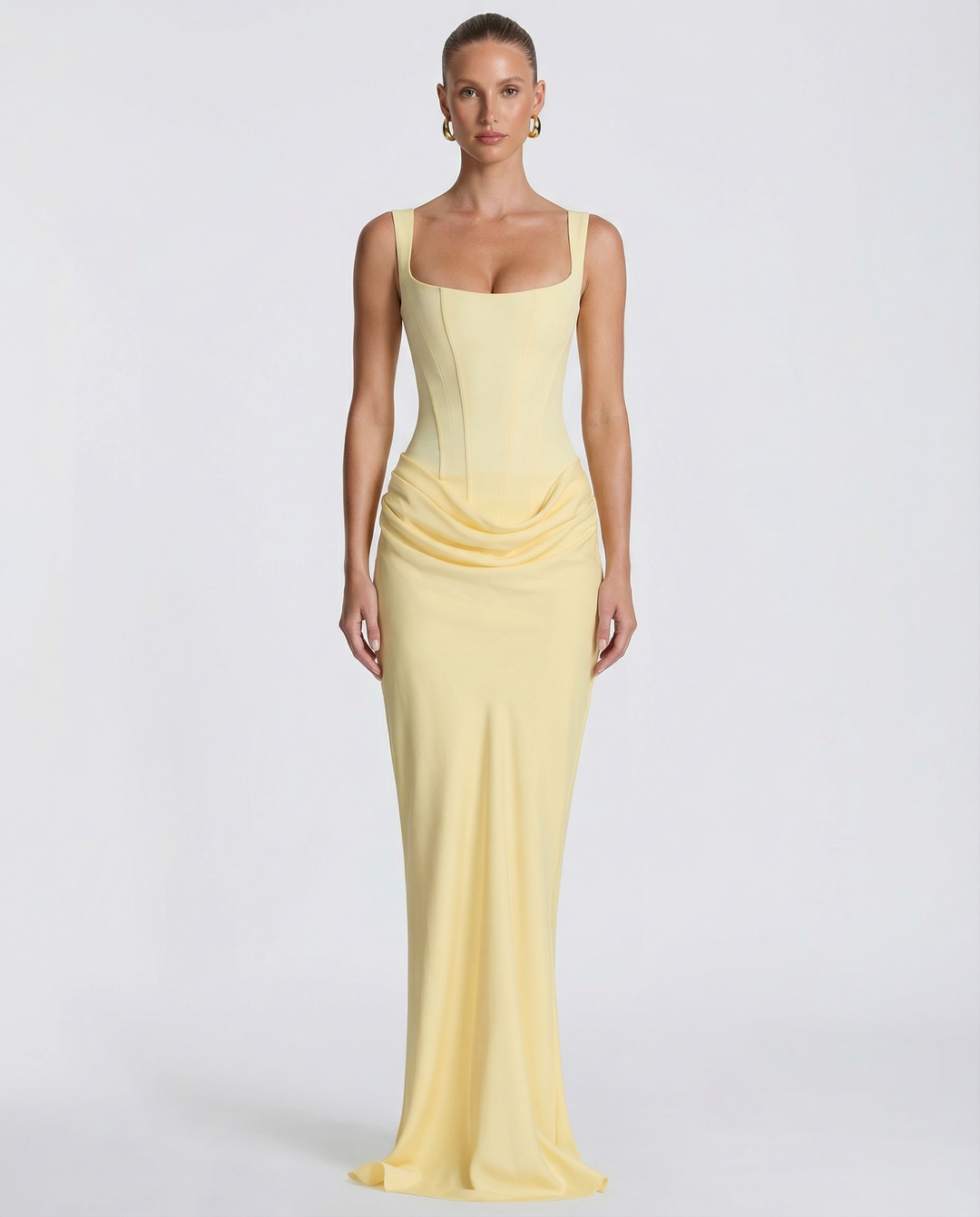 ARIA Hourglass Maxi Dress - women's maxi dress, styled look from behind