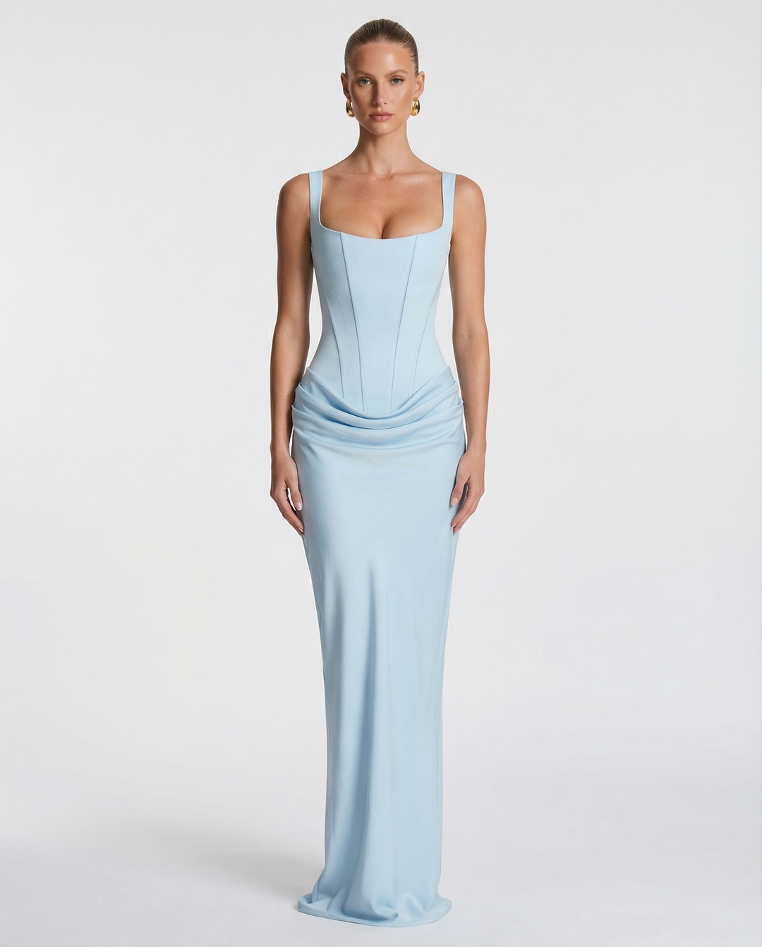 ARIA Hourglass Maxi Dress - women's maxi dress, shoulder detail