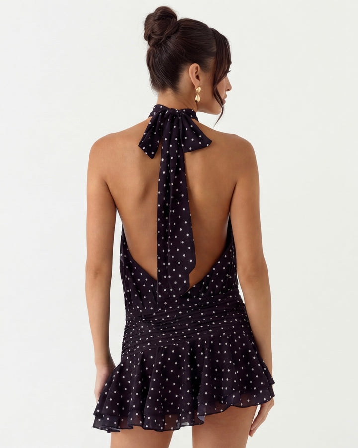 Flirt Alert Polka Mini Dress - women's mini dress, waist detail