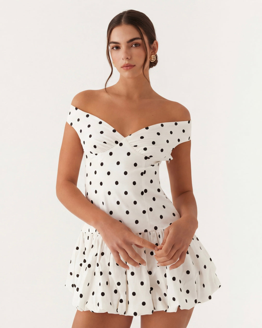 Sweetheart Polka Mini Dress - women's mini dress, back view