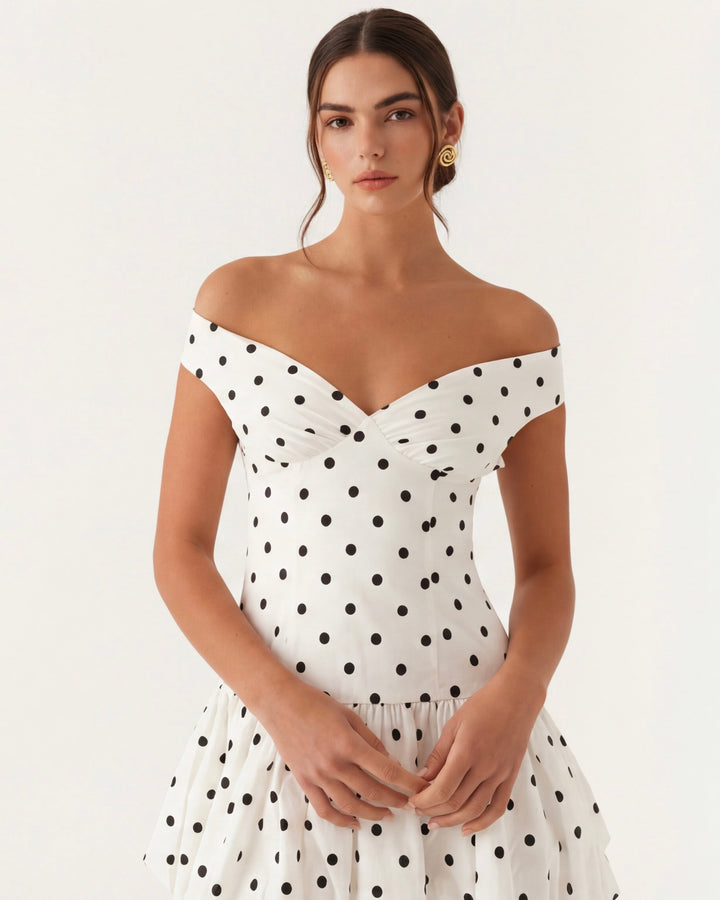 Sweetheart Polka Mini Dress - women's mini dress, full-length styled look