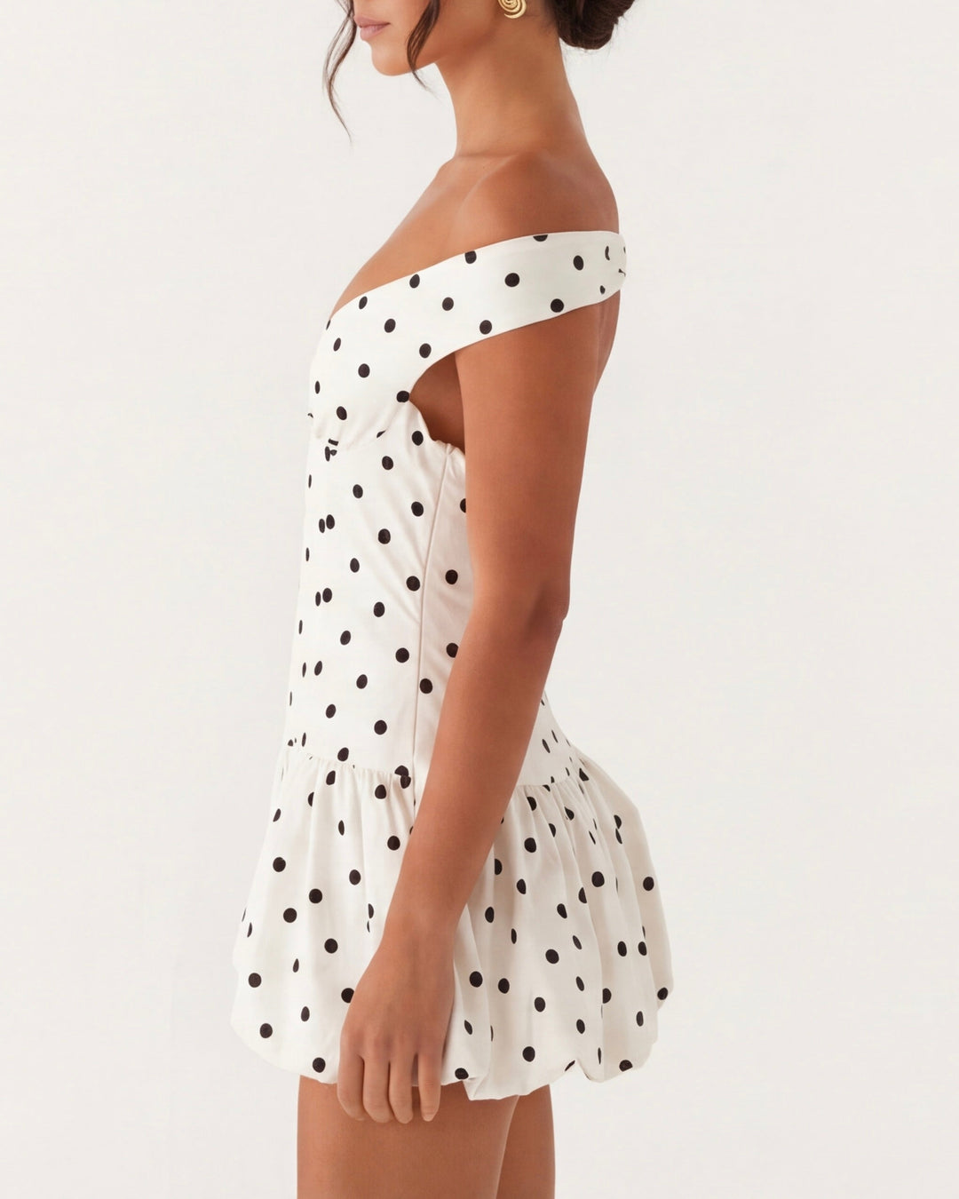 Sweetheart Polka Mini Dress - women's mini dress, detail close-up