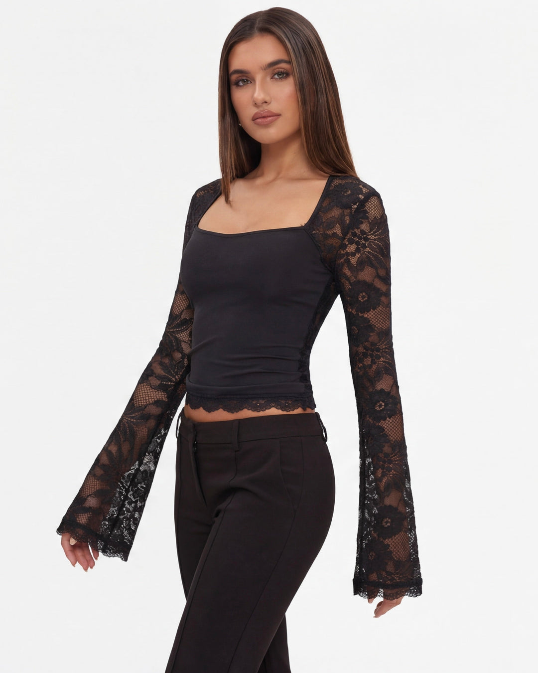 Lace Affair Long Sleeve Top — women's top, back view