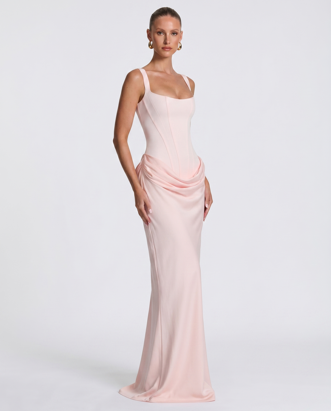 ARIA | Hourglass Maxi — women's maxi dress, detail of the stitching and finish