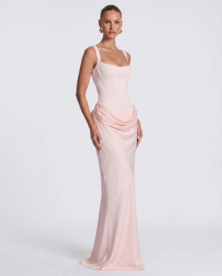 ARIA | Hourglass Maxi — women's maxi dress, detail of the stitching and finish