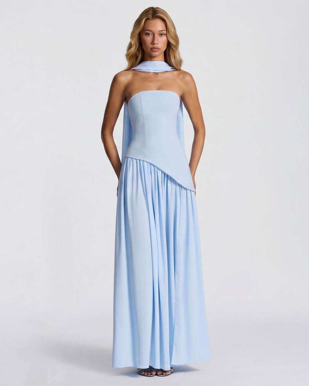 Aura Maxi Dress — women's dress, detail of the stitching and finish