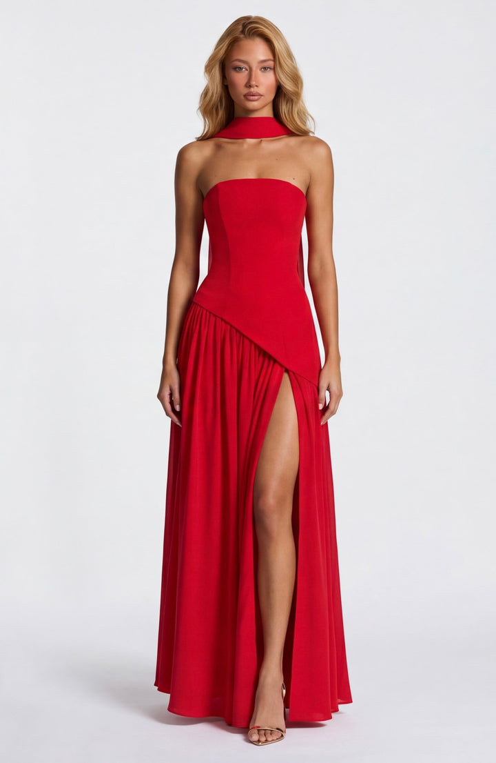 Aura Maxi Dress - women's maxi dress, close-up of the fabric texture