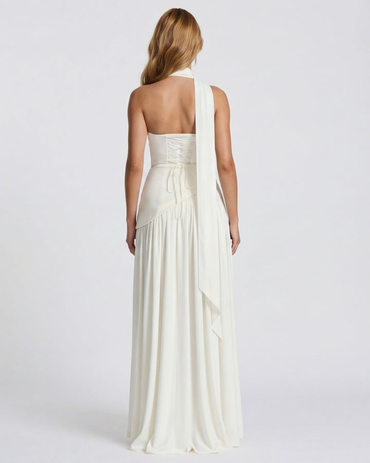 Aura Maxi Dress — women's dress, close view of the hem