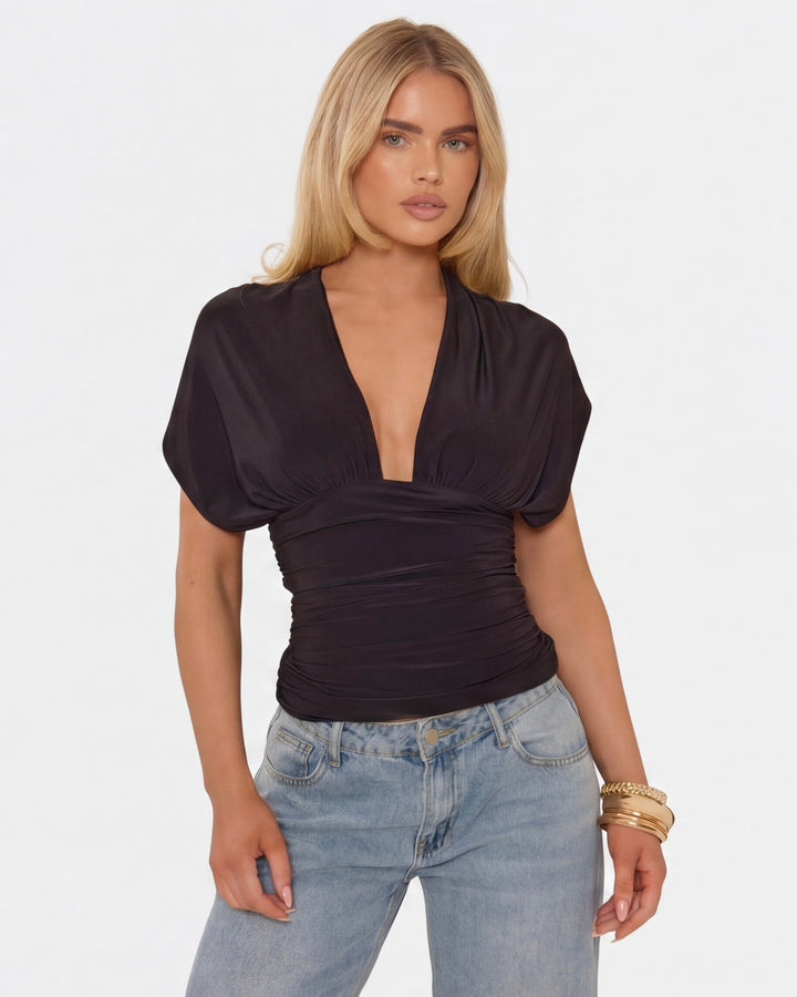 Blush Muse Open Back Top — women's top, detail of the stitching and finish