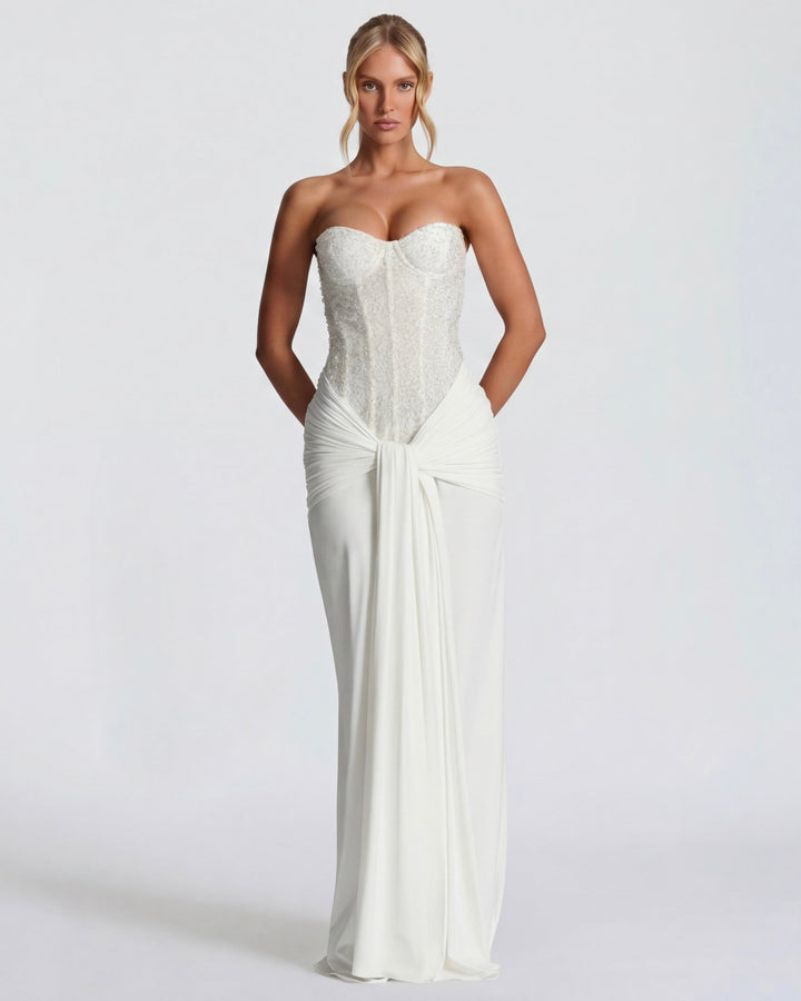 Midnight Aura Gown Maxi - women's gown, waist detail