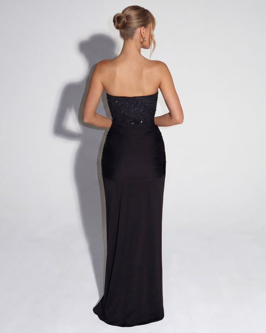 Midnight Aura Gown Maxi - women's gown, neckline detail