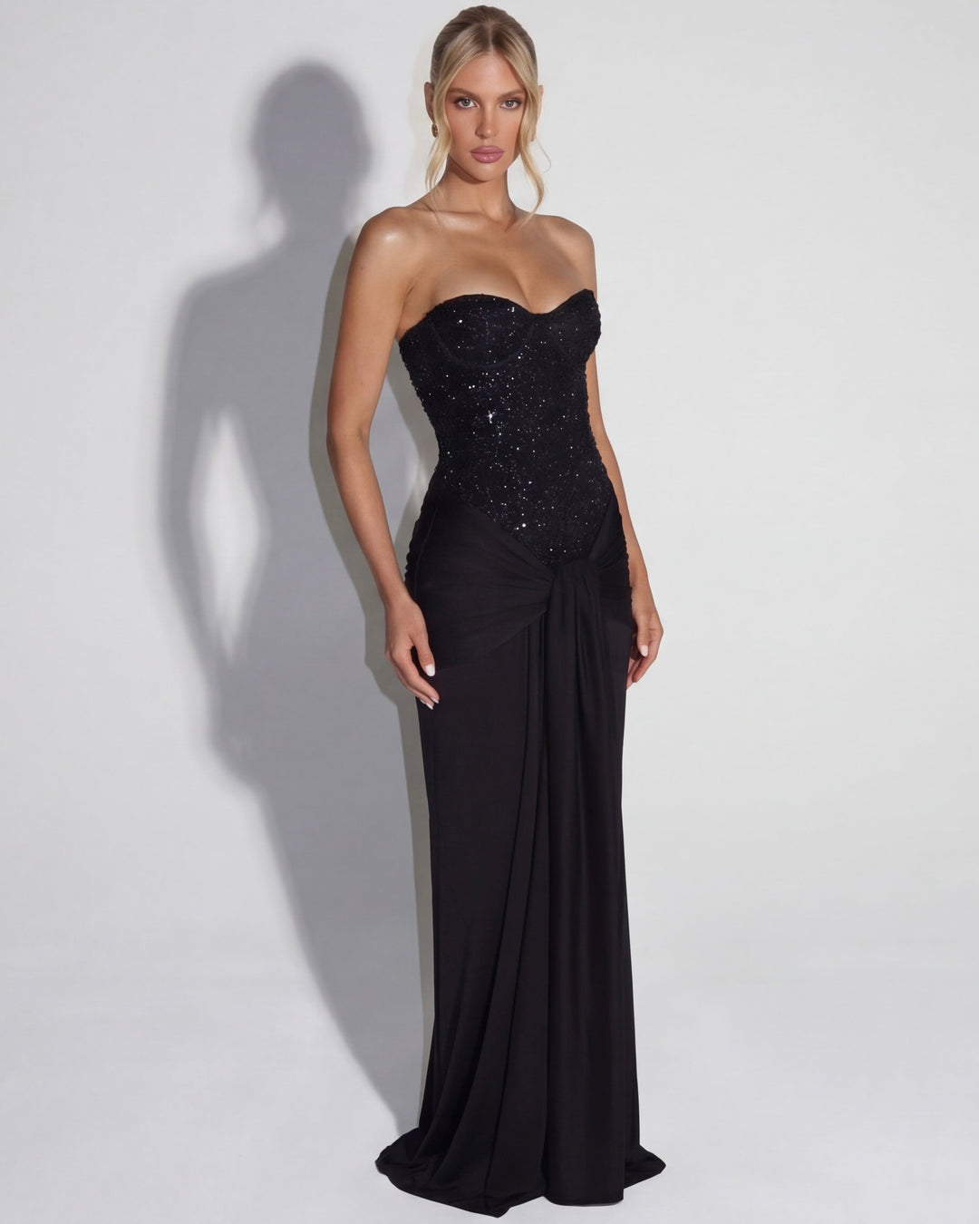 Midnight Aura Gown Maxi - women's gown, fabric detail