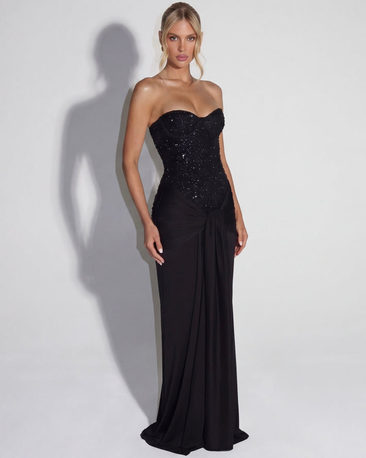 Midnight Aura Gown Maxi - women's gown, fabric detail