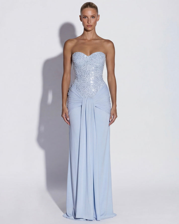 Midnight Aura Gown Maxi - women's gown, shoulder detail