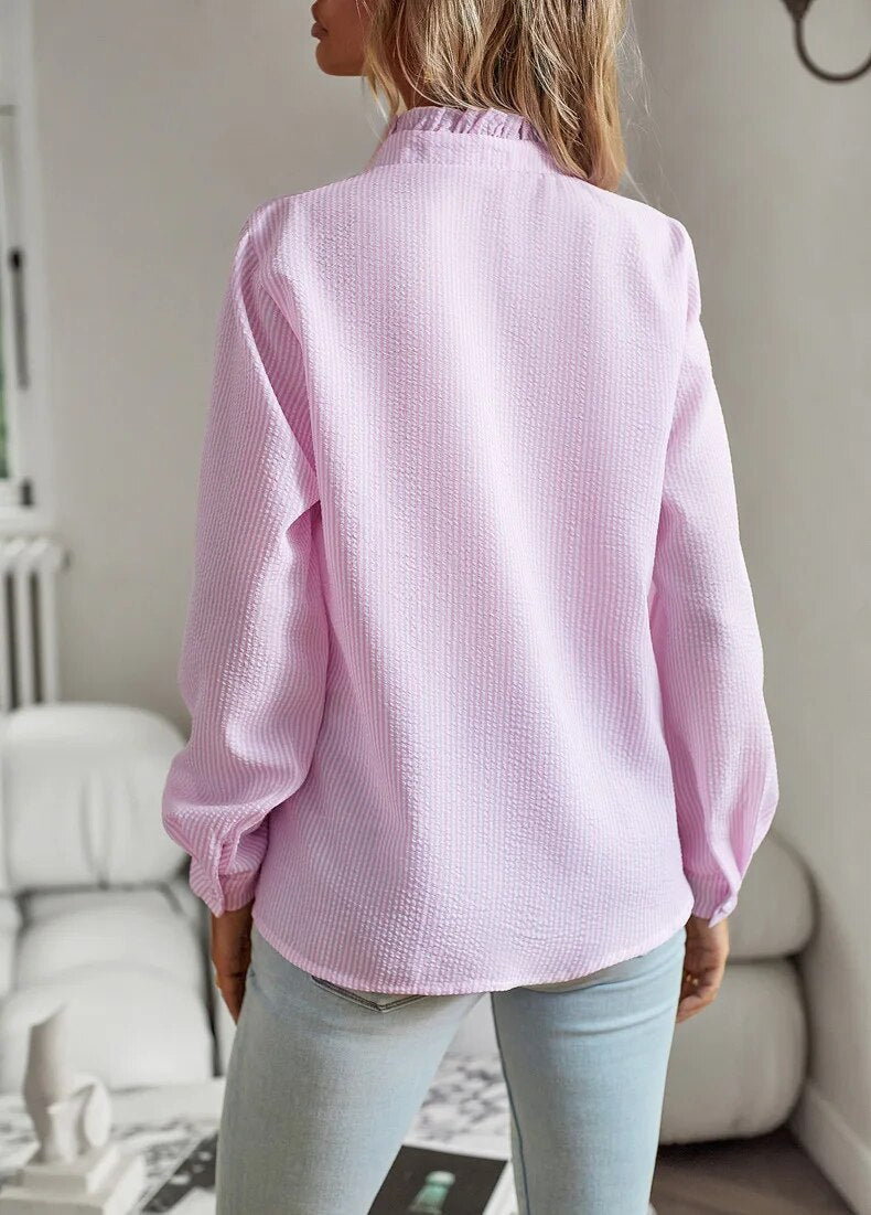 Belle Polo Blouse — styled view