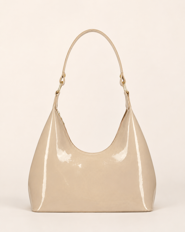 Ida | Patent Shoulder Bag with Curved Shape