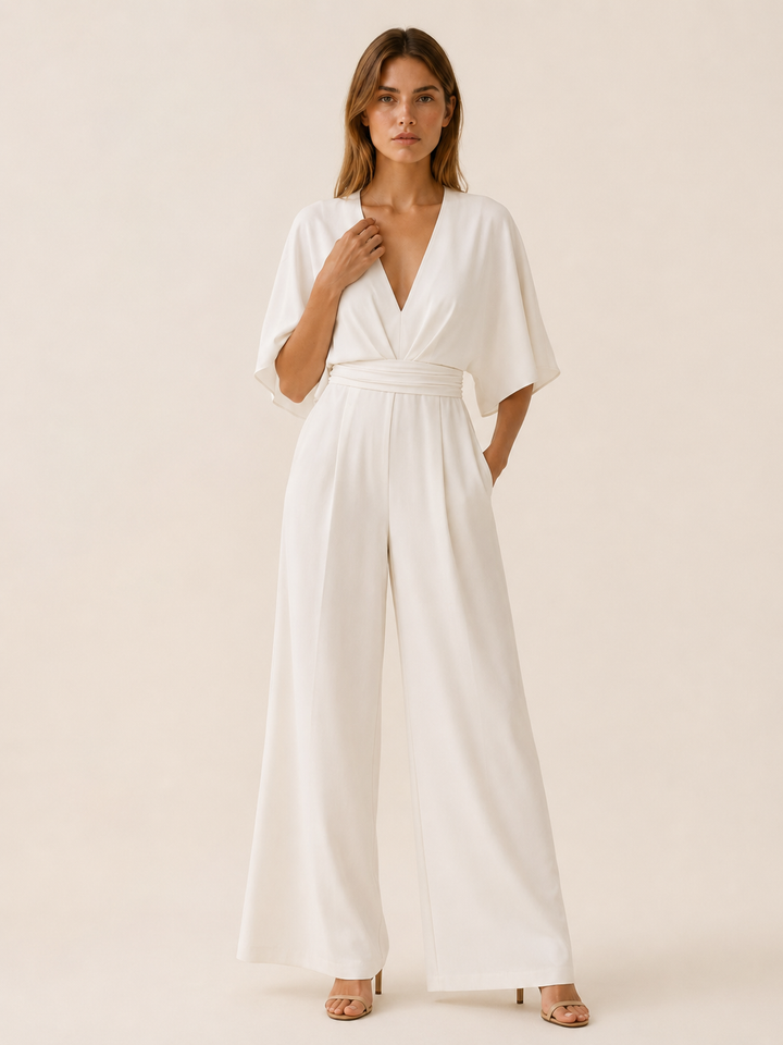 Idony | Wide Leg Jumpsuit with Draped Sleeves