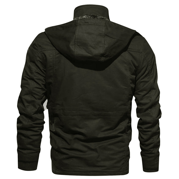 Dark Green Survival cotton jacket, side view showing fit