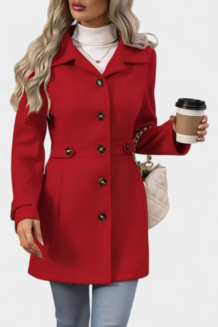 Cléophée belted coat in black front view