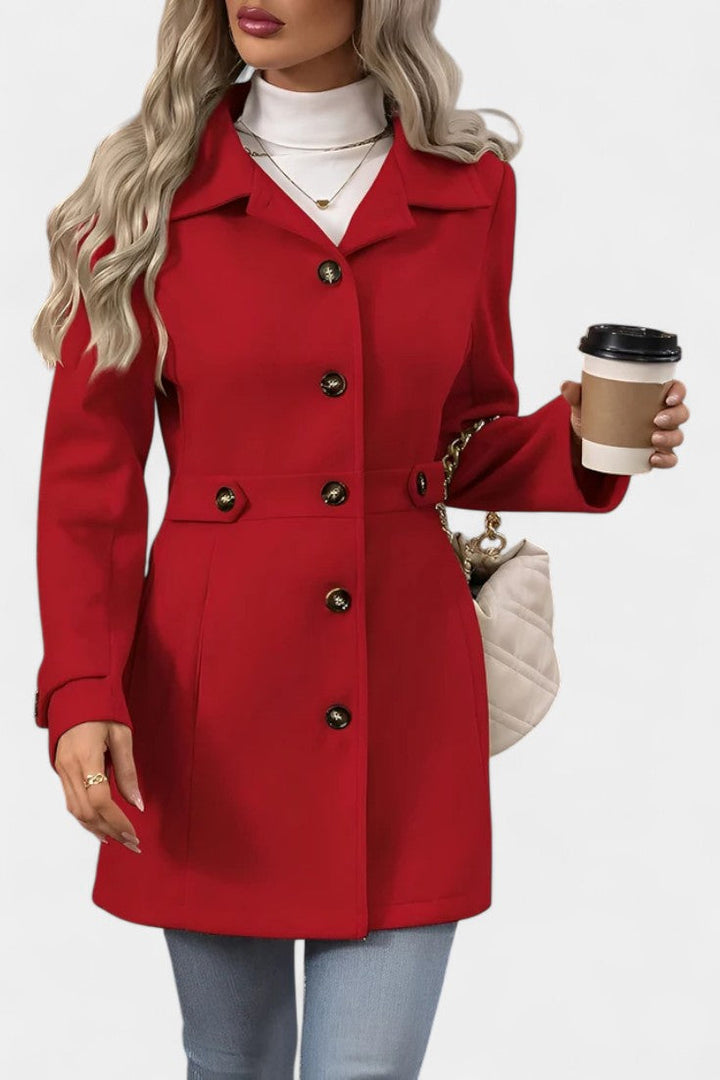 Cléophée belted coat in black front view