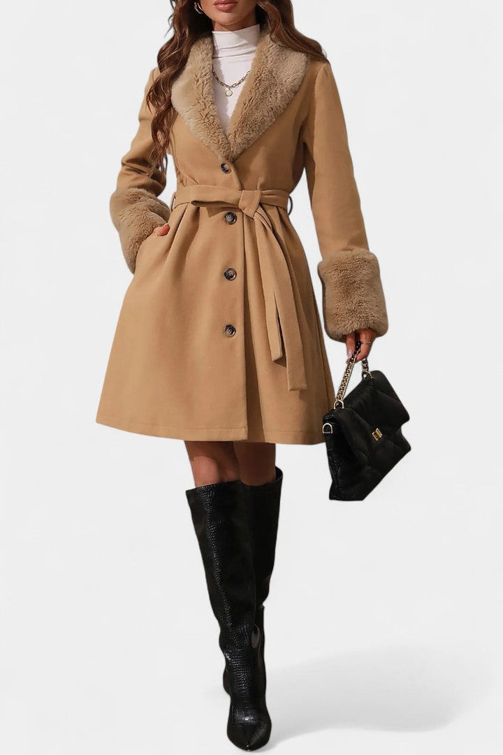 Colombine women's coat walking pose lifestyle shot