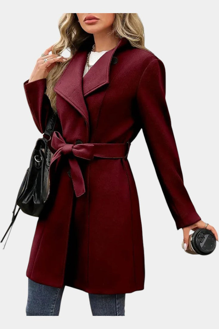 Yuliana long coat pocket and hem detail