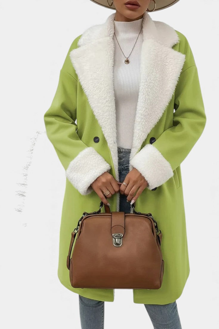 Romina fleece lined coat pocket detail