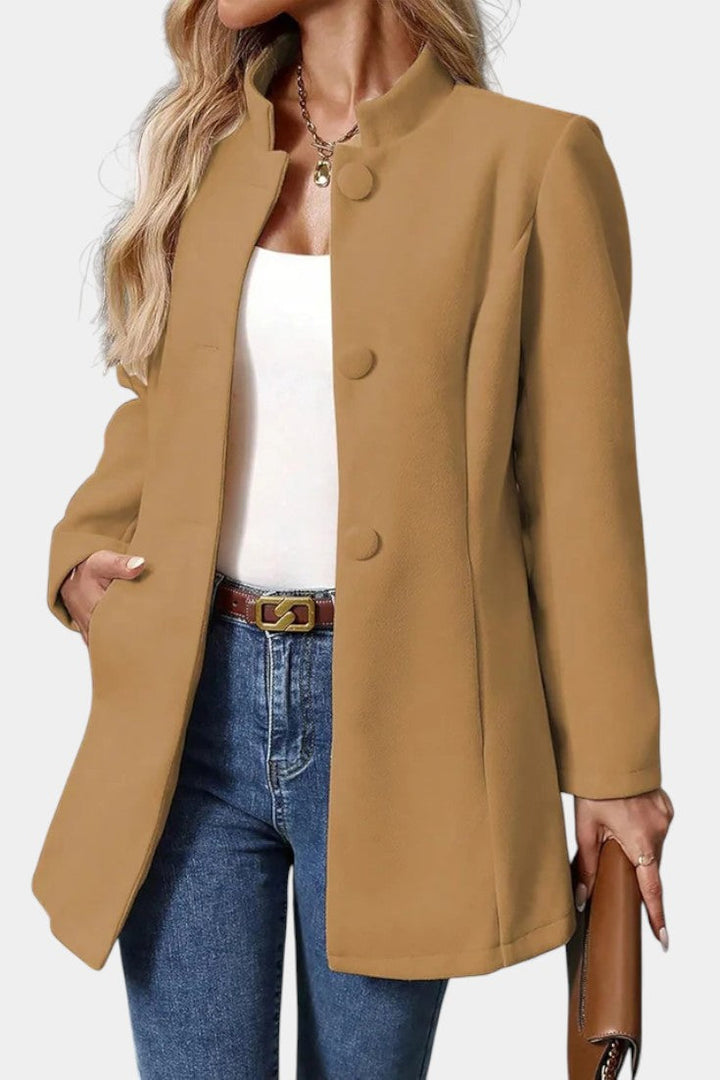 Lyana coat in camel front view model