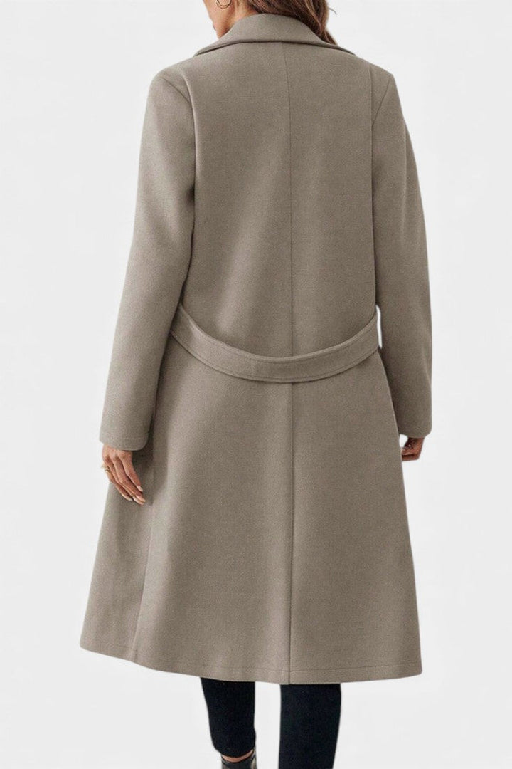 Hédia mid coat side view full length model