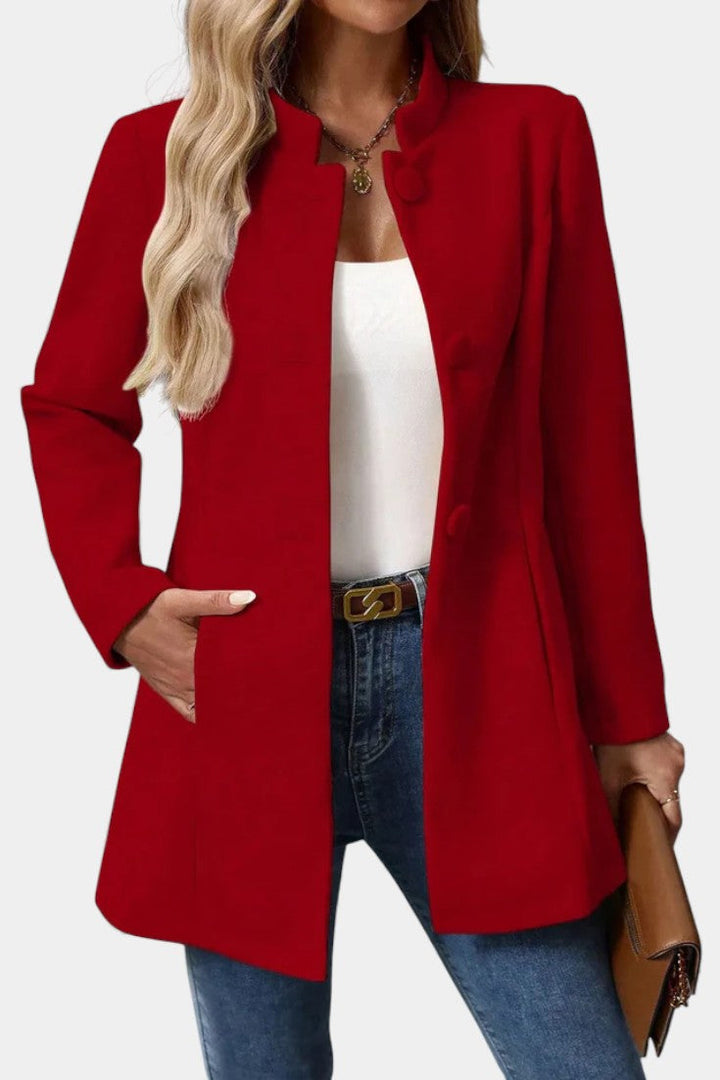 Lyana long coat back view from side angle