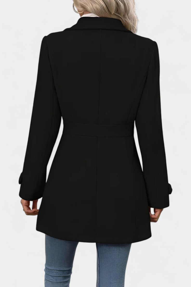 Cléophée belted coat pocket and hem detail