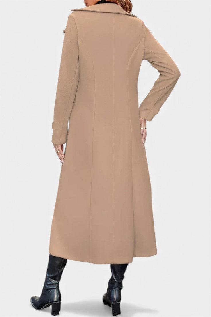 Naissa long coat waist and belt loop detail