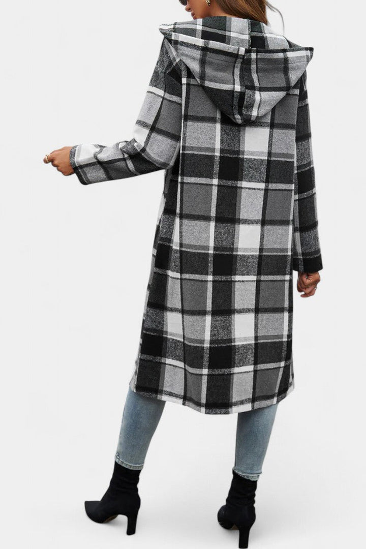 Sandrine hooded winter coat outdoor winter setting