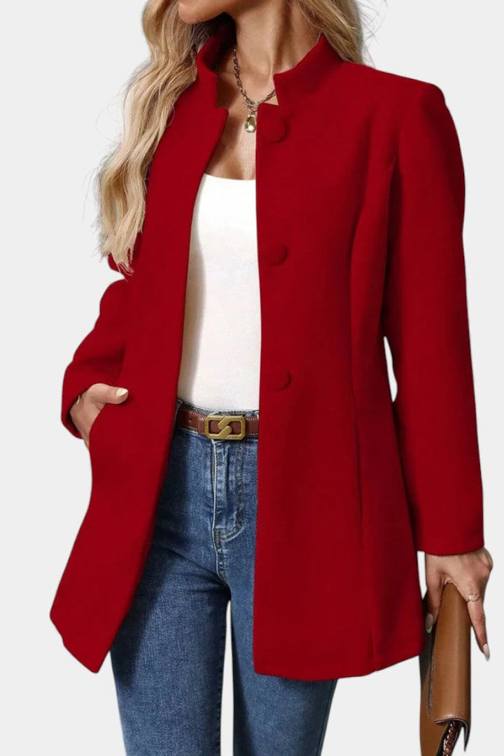 Lyana coat collar fold and texture detail