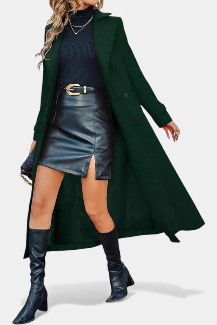 Naissa notched lapel coat sleeve detail close-up
