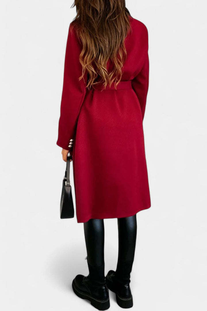 Miguelle coat double button row detail close-up