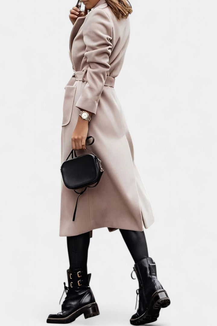 Capucine women's coat walking lifestyle fashion shot