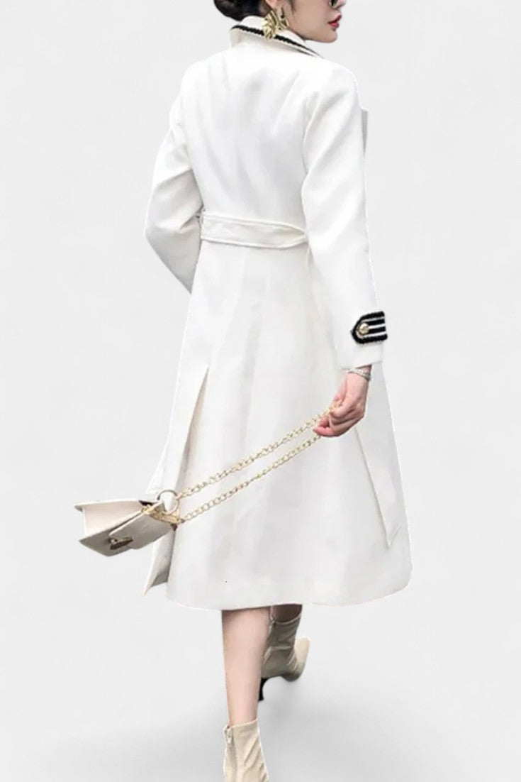 Narcisa long coat side view full length model