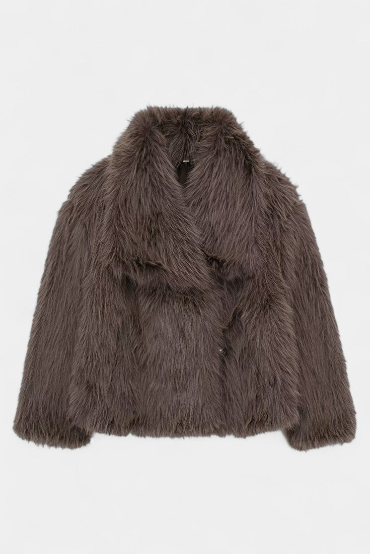 Aurorette faux fur coat lifestyle fashion editorial shot