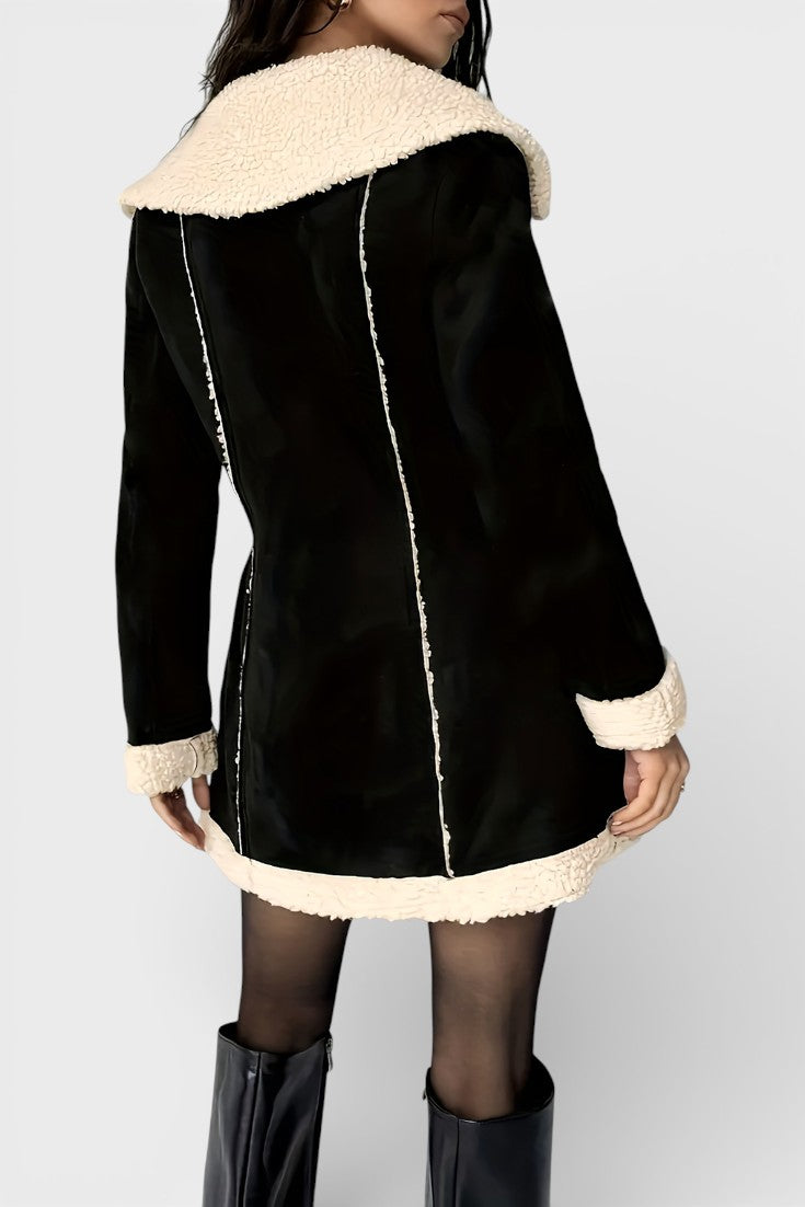 Jorane coat collar and zip detail close-up