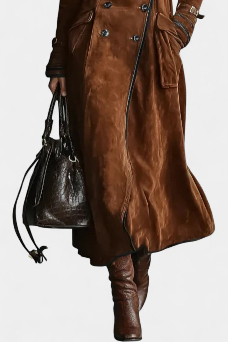 Sandra warm wool blend coat side profile model
