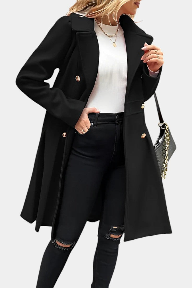 Philia A-line coat side view full length model